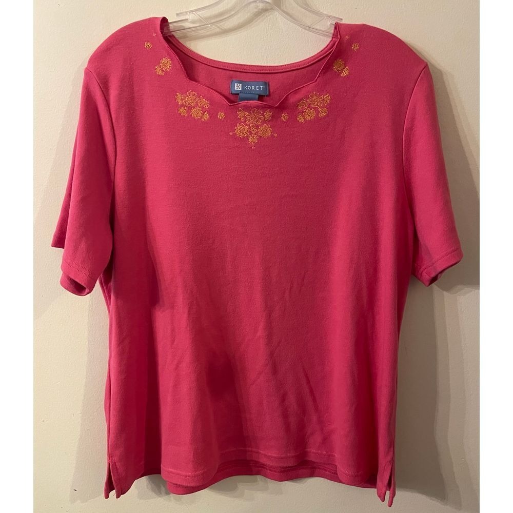 Koret‎ XL Pink T-Shirt with Gold Embroidery - Elegant Casual Wear